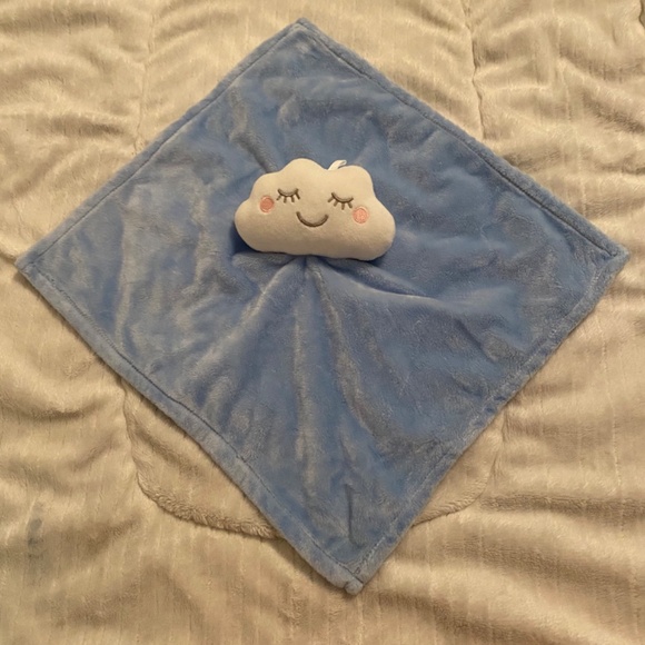 George Cloud Smiling Sleeping Blue White Plush Baby Security Blanket Lovey - Picture 2 of 4